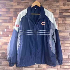 Chicago Bears  L Mens NFL Team Apparel Reebok SI Zip Up Windbreaker Jacket Blue